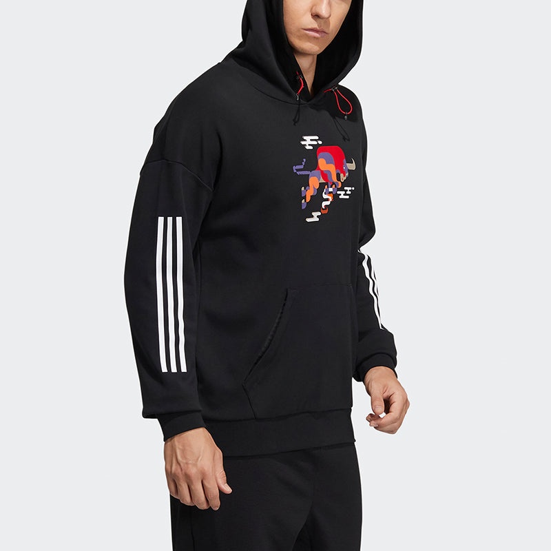 adidas Cny Gfx Hs Logo Printing Sports Pullover Black GP1839 - 4