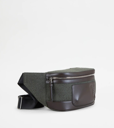 Tod's WAIST BAG IN LEATHER AND FELT SMALL - GREEN, BROWN outlook