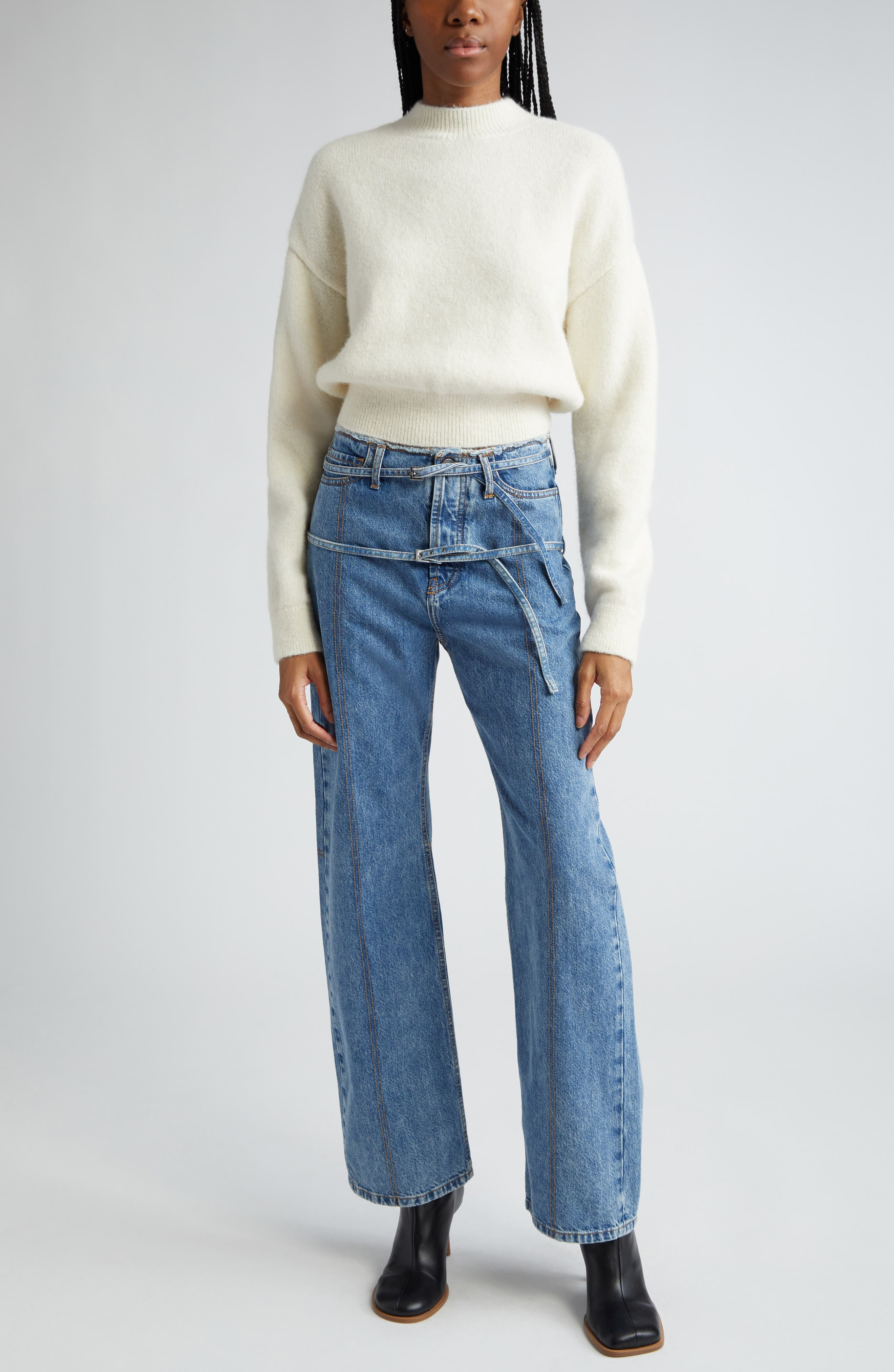 Jacquemus La Maille Logo Jacquard Alpaca & Merino Wool Blend Sweater in Light Beige at Nordstrom - 2