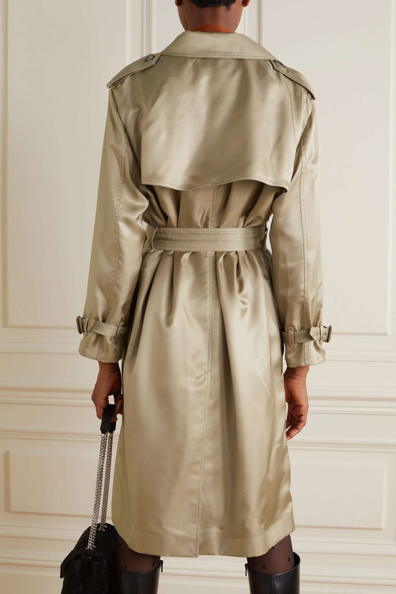 Belted silk-twill trench coat - 3