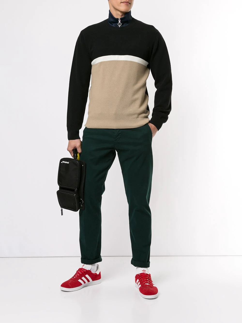 colour block pique jumper - 2