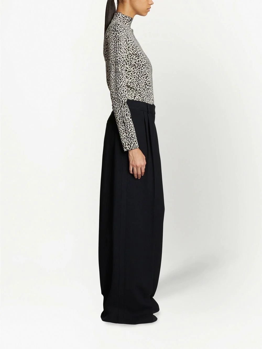 leopard print mock neck jumper - 3