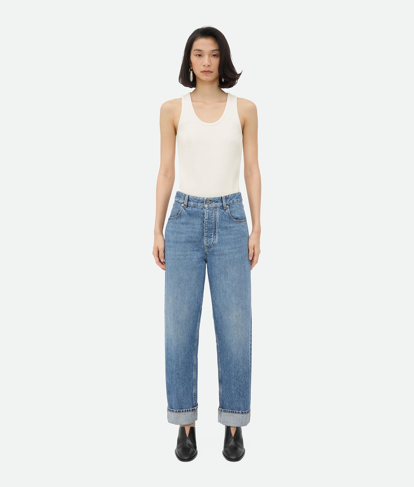 Vintage Indigo Turned Up Jeans - 2