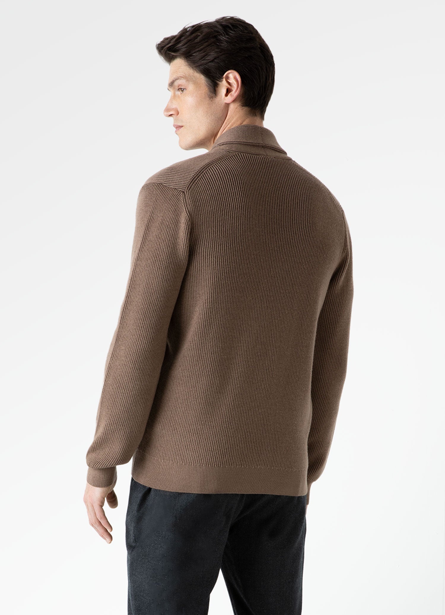 Ribbed Shawl Neck Cardigan - 4