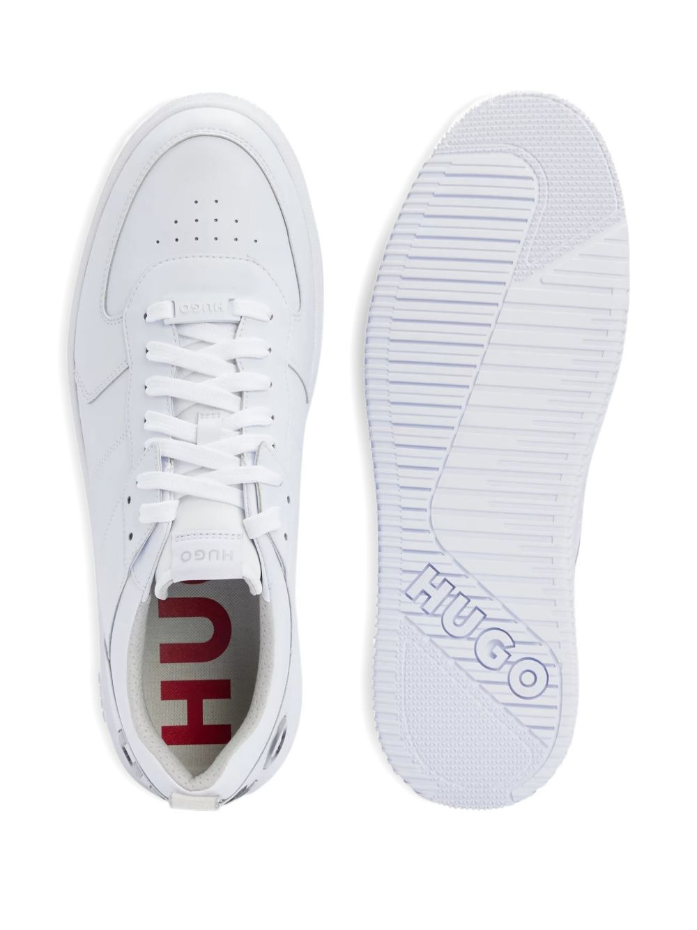 logo-detail leather trainers - 4