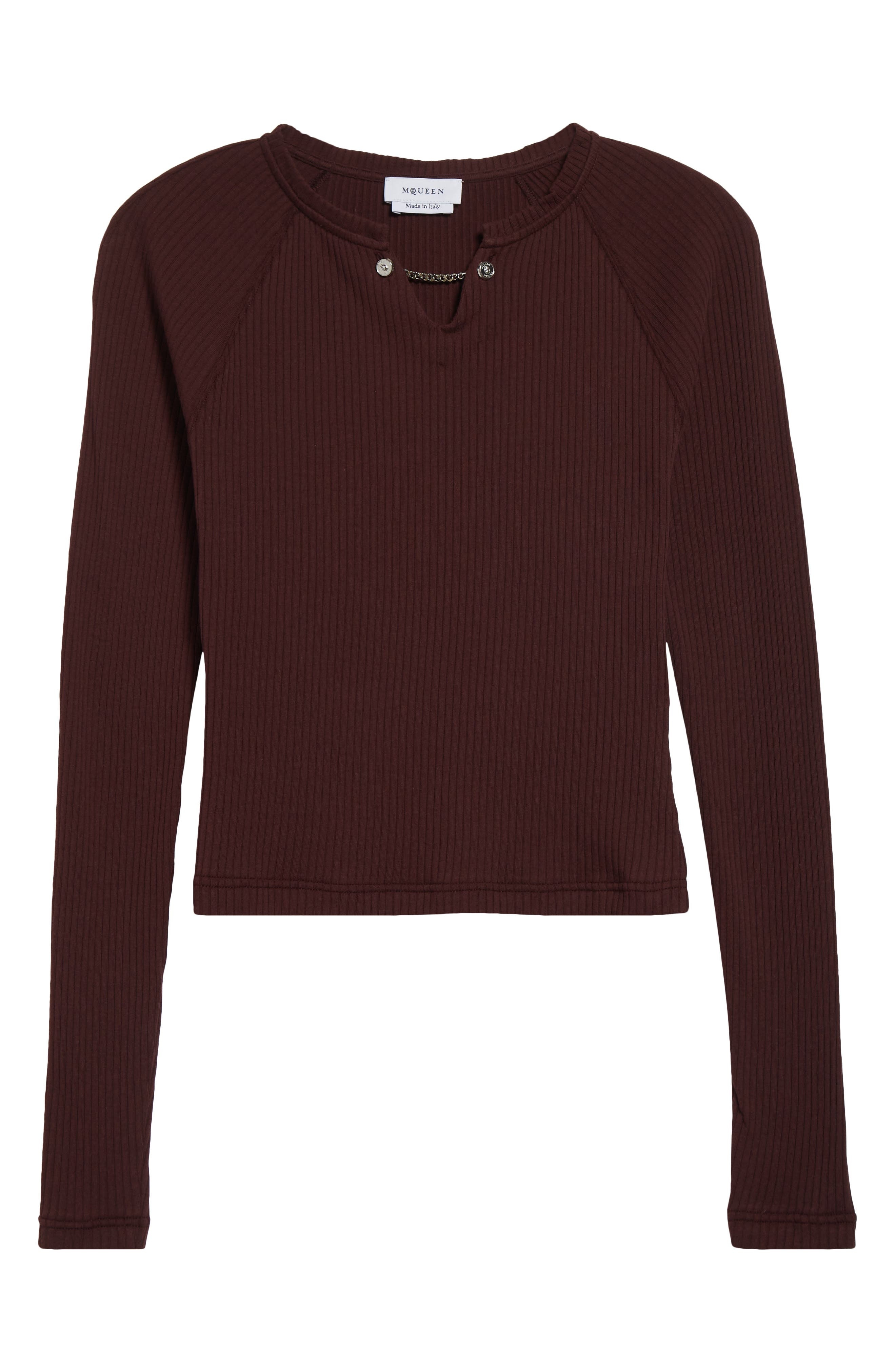 McQueen Rib Long Sleeve Top in Burgundy at Nordstrom - 6