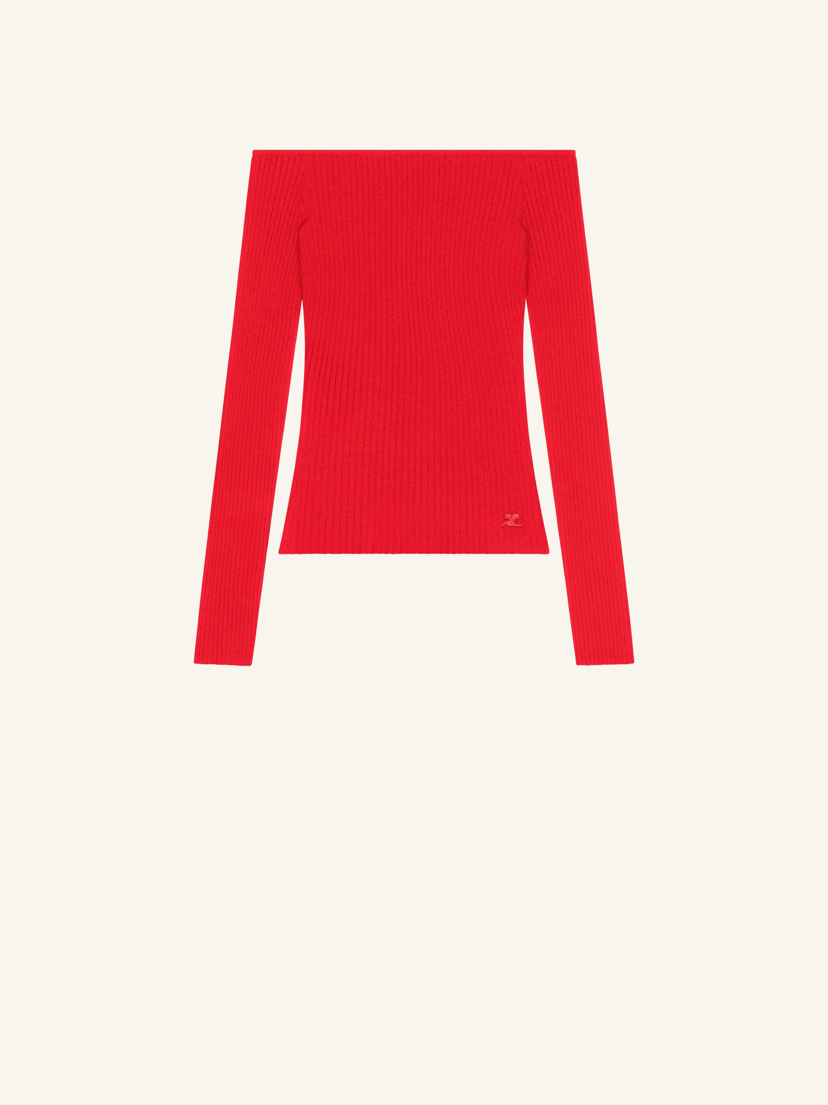 OFF SHOULDER RIB KNIT TOP - 1