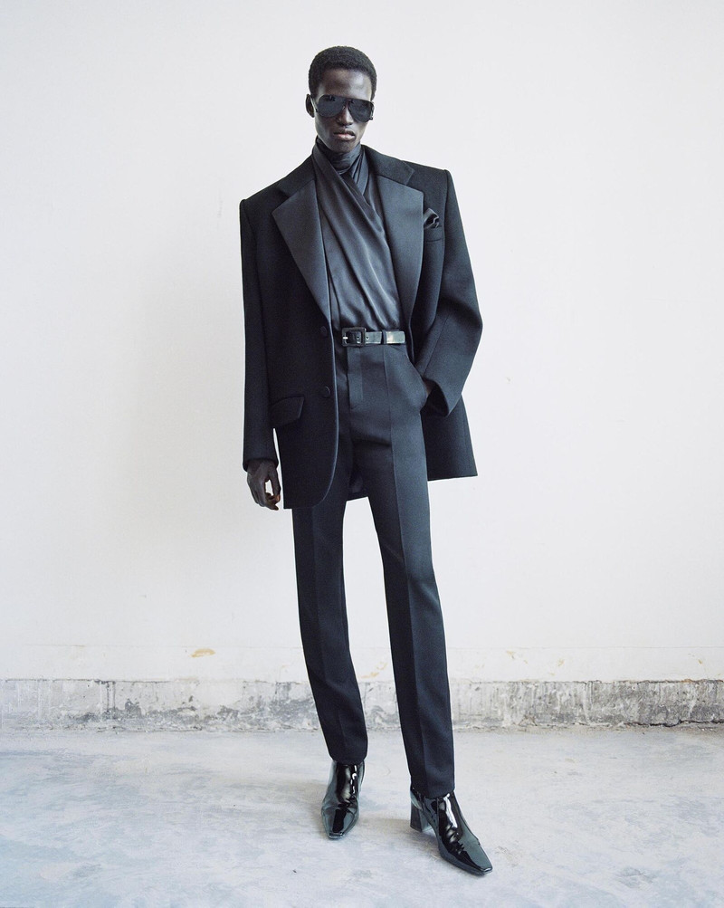 SAINT LAURENT lavallière-neck top in silk satin outlook
