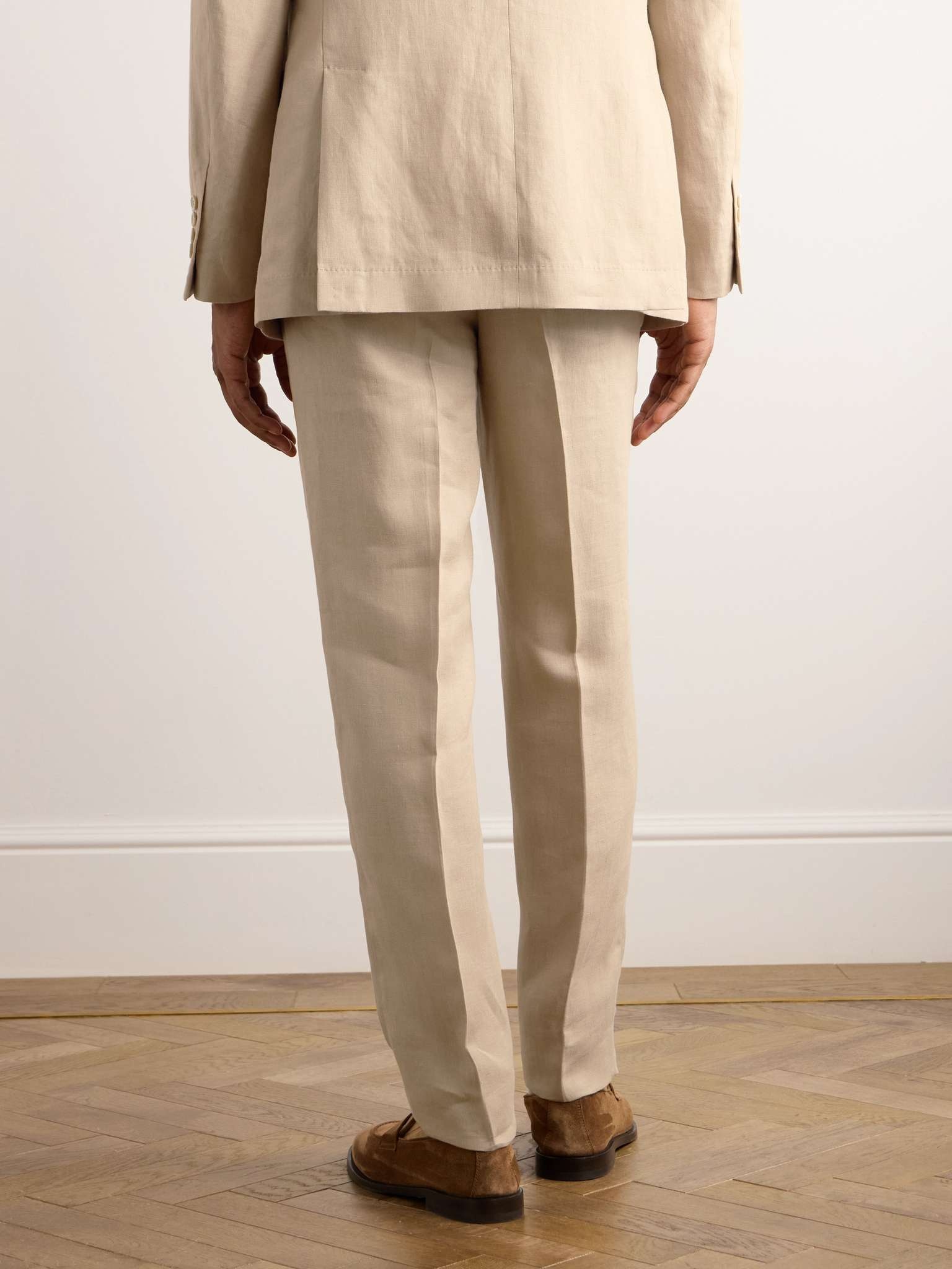 Straight-Leg Pleated Linen Suit Trousers - 4