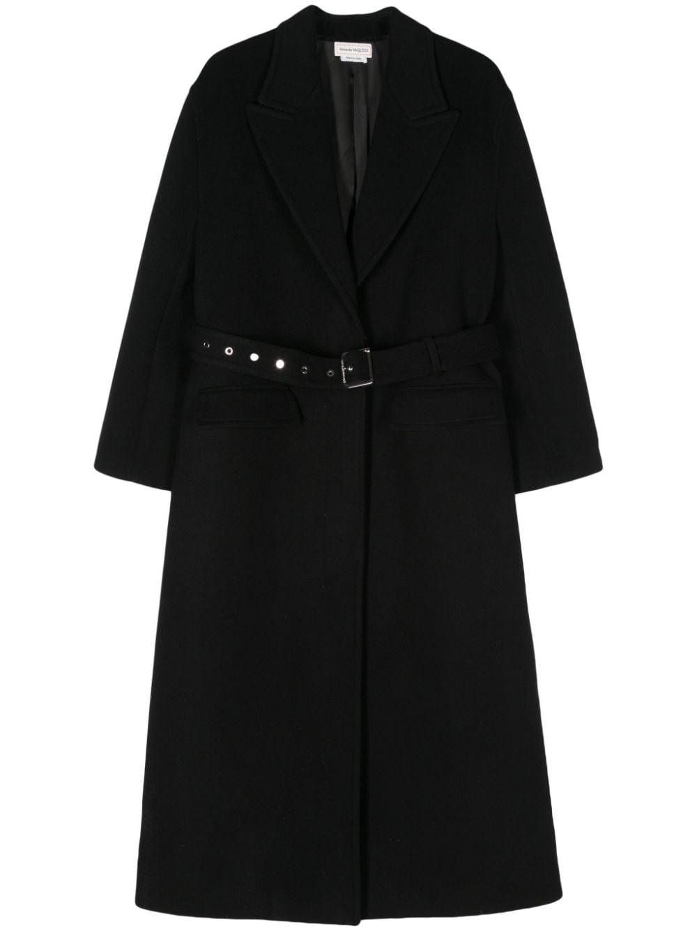 belted wool-blend maxi coat - 1