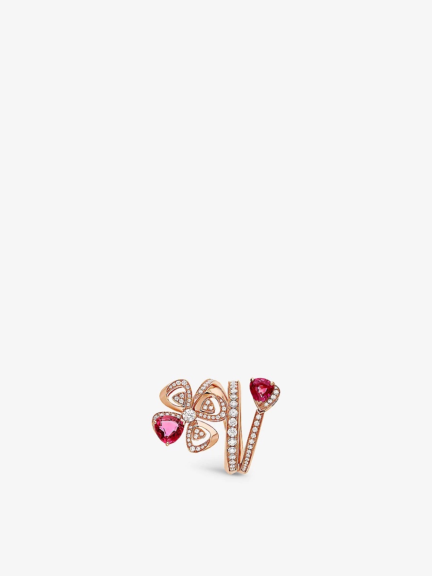 Fiorever 18ct rose-gold, 0.62ct brilliant-cut diamond and mixed-cut rubellite ring - 1