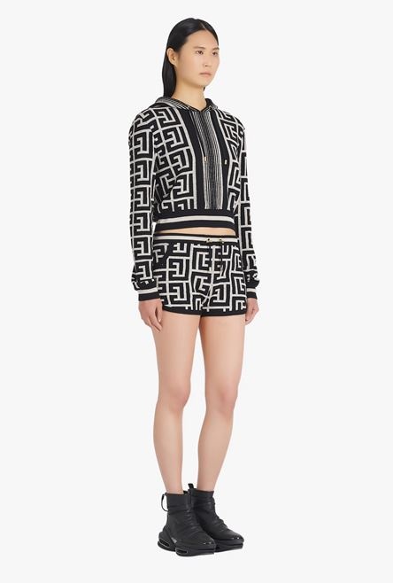 Bicolor knit shorts with Balmain monogram - 7