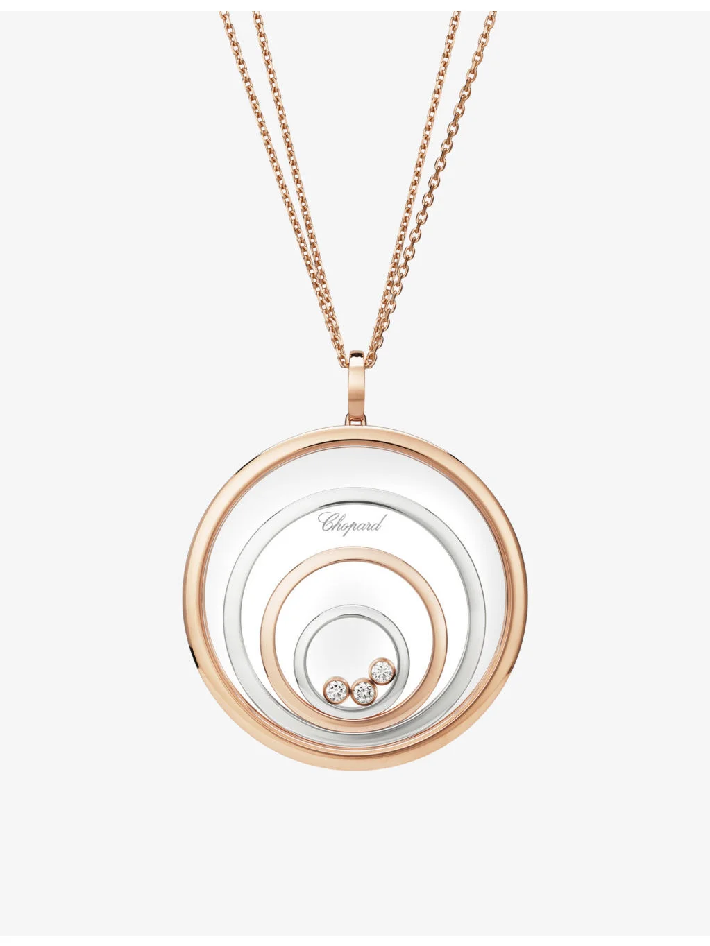행복한 정신 18ct 화이트 골드, 18ct 로즈 골드와 0.28ct 화려한 컷 다이아몬드 펜던트 목걸이 - 1