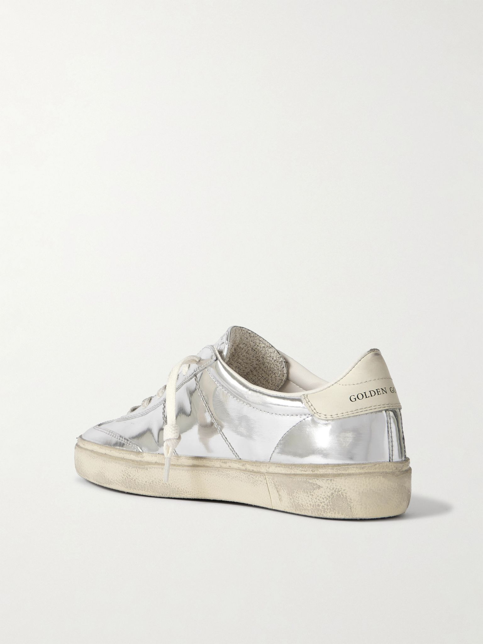 Soul-Star distressed mirrored-leather sneakers Silver - 3