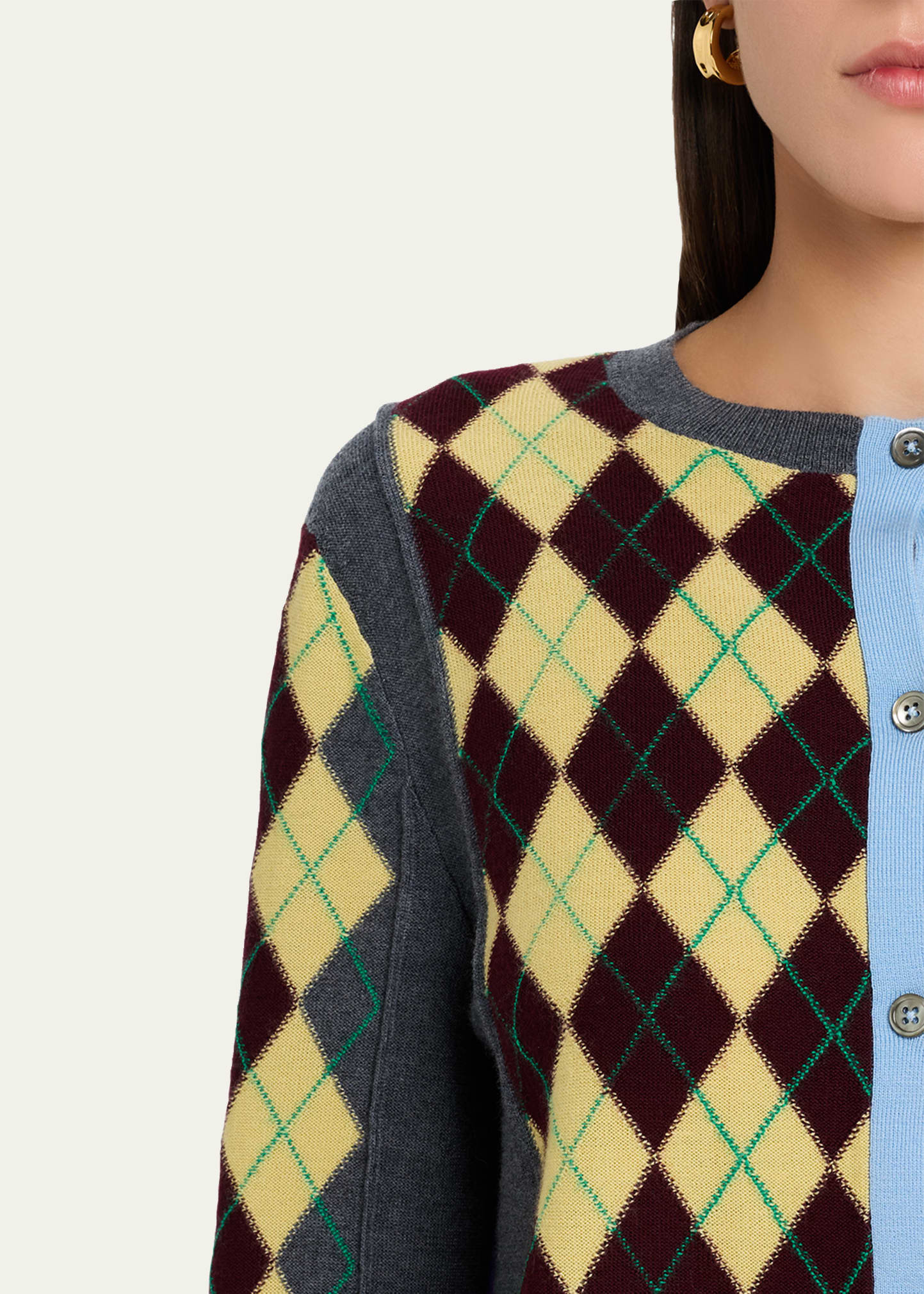 William Colorblock Argyle Cardigan - 5