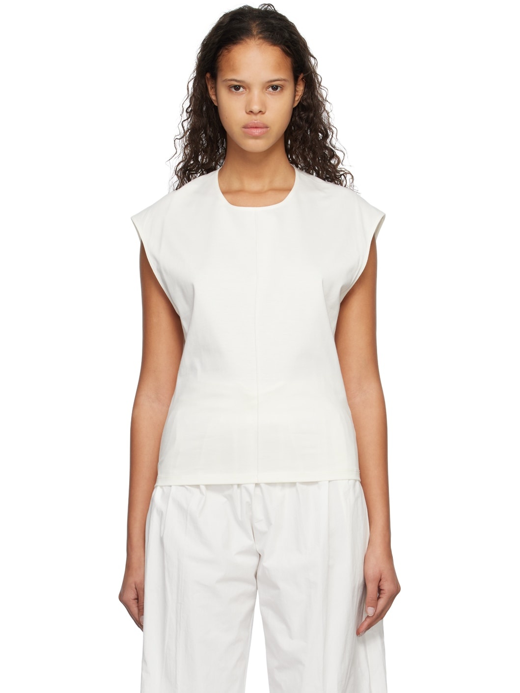 White Scoop Neck Tank Top - 1