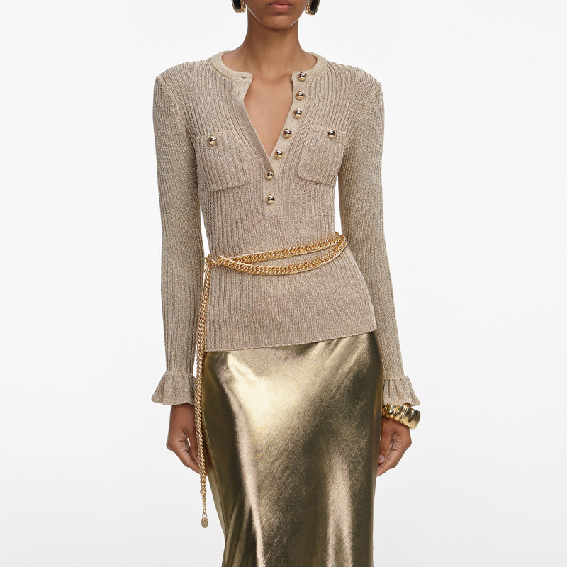 Gold Lurex Ribbed Knit Top 4