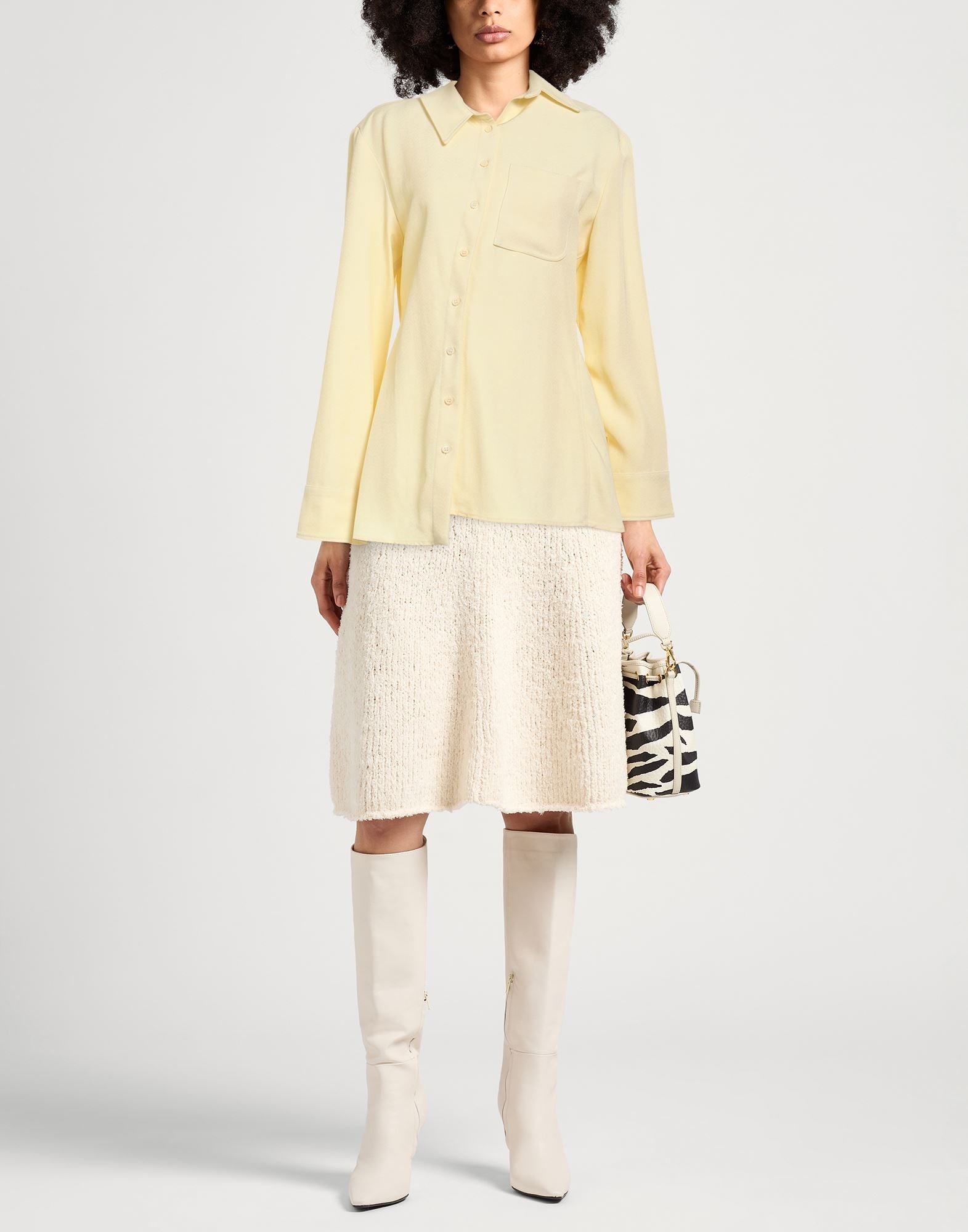 Light yellow Women's Solid Color Shirts & Blouses - 2