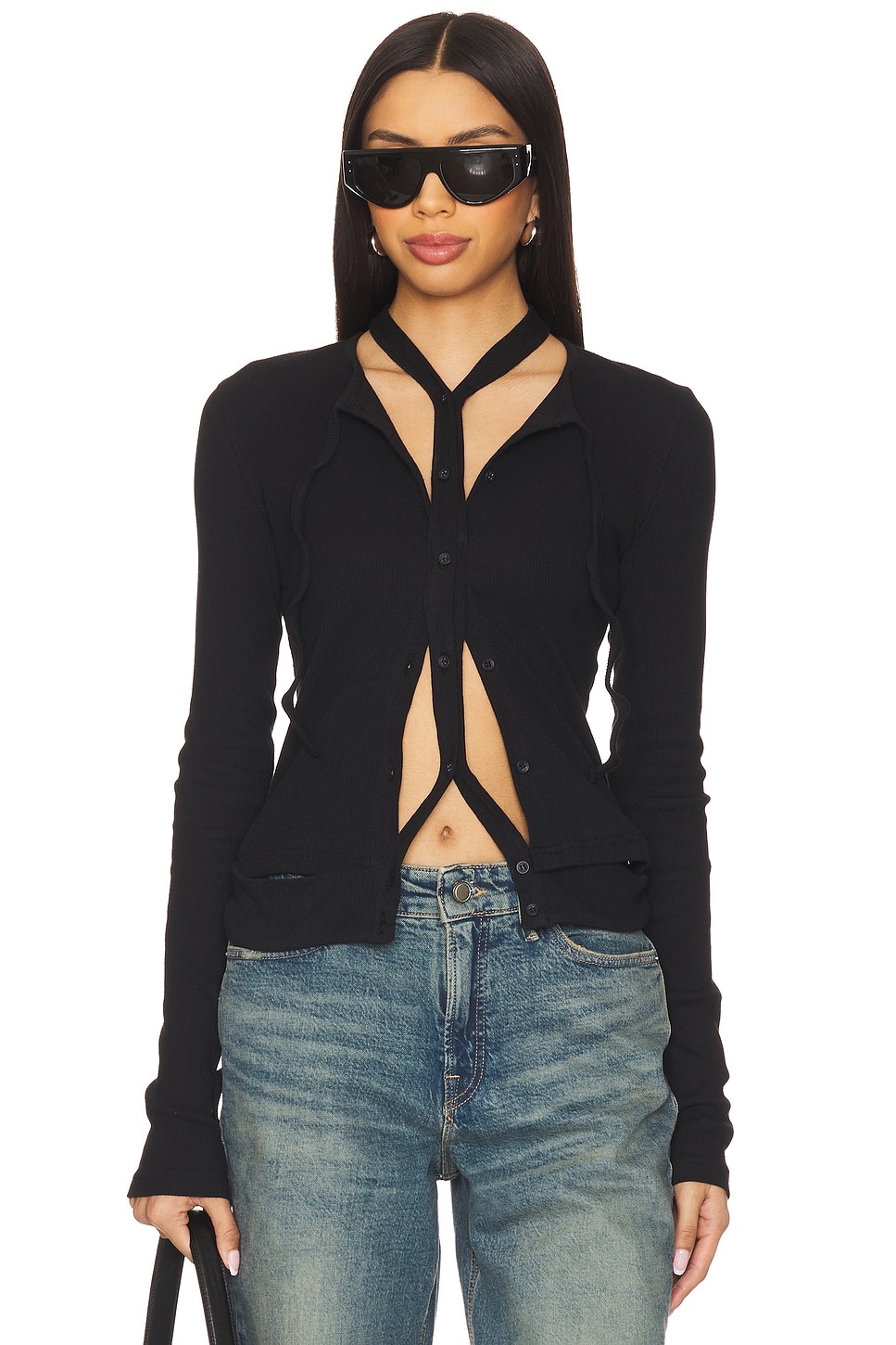 Double Closure Rib Cardigan - 1