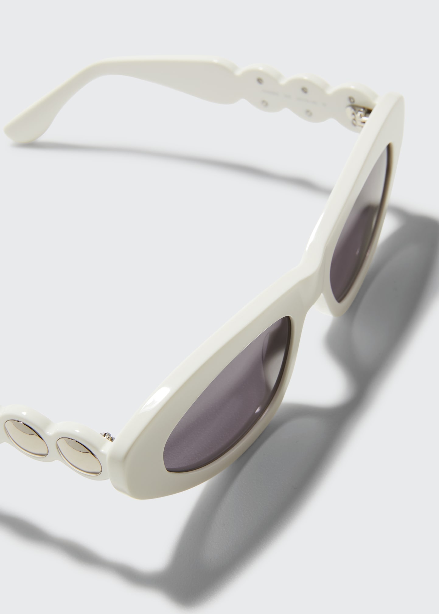 Scallop Stud Metal & Acetate Cat-Eye Sunglasses - 5