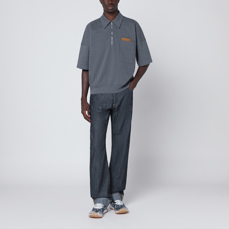 Bottega Veneta Dark grey polo shirt with Intrecciato detail outlook