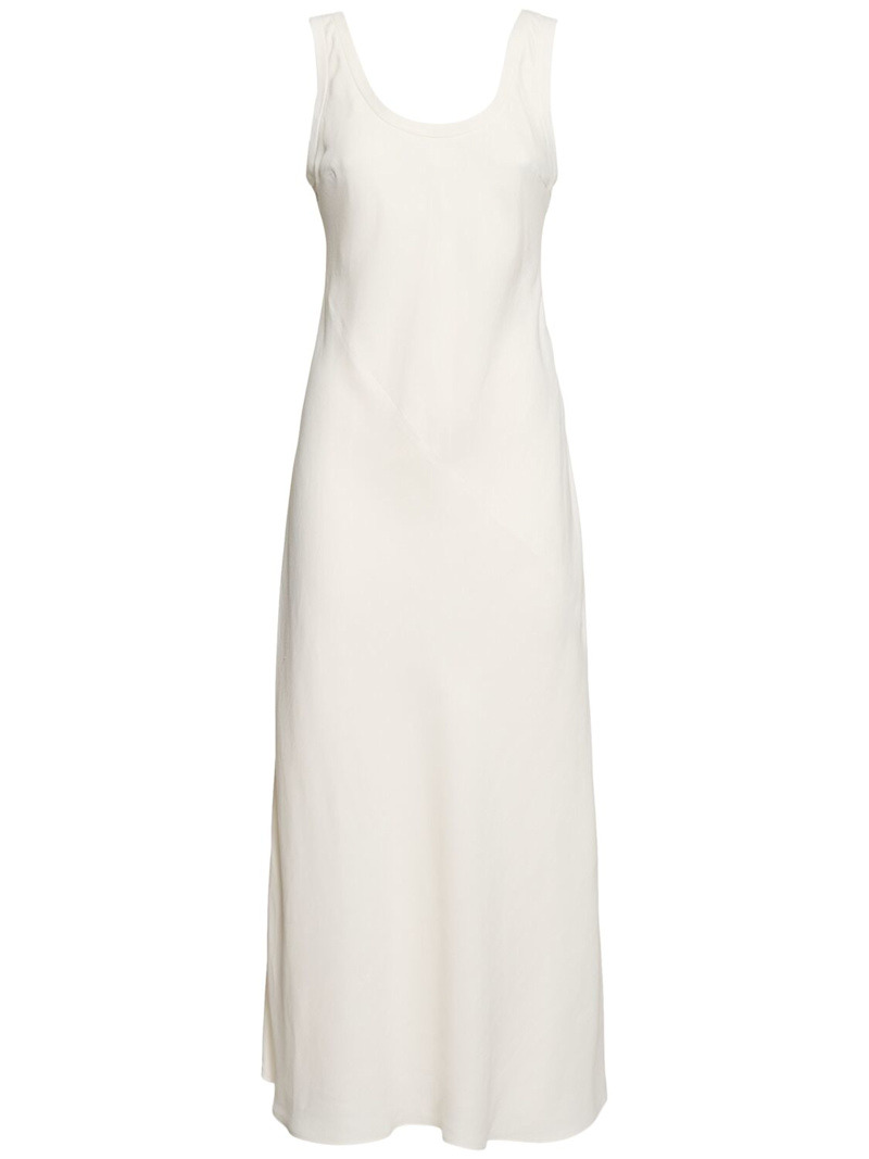 Fluid linen blend twill long dress - 1