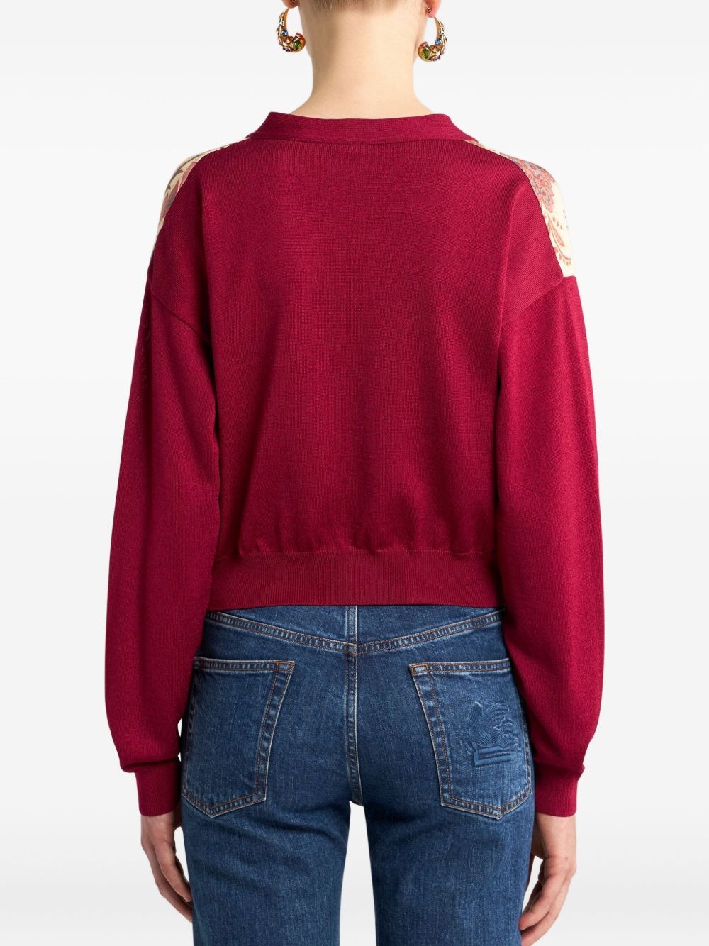 paisley panelled cardigan - 3