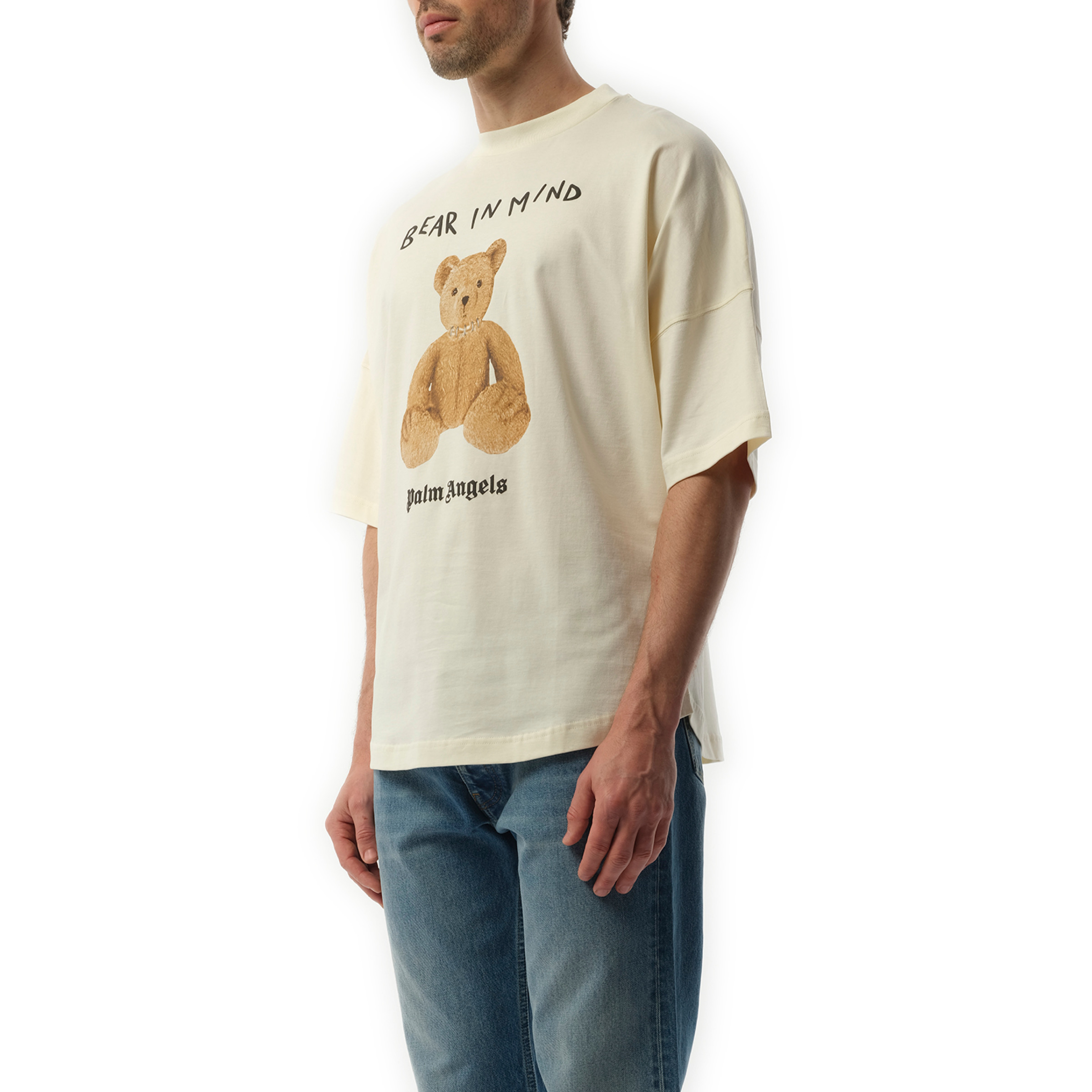 Bear in Mind Oversize T-Shirt in Off White/Brown - 5