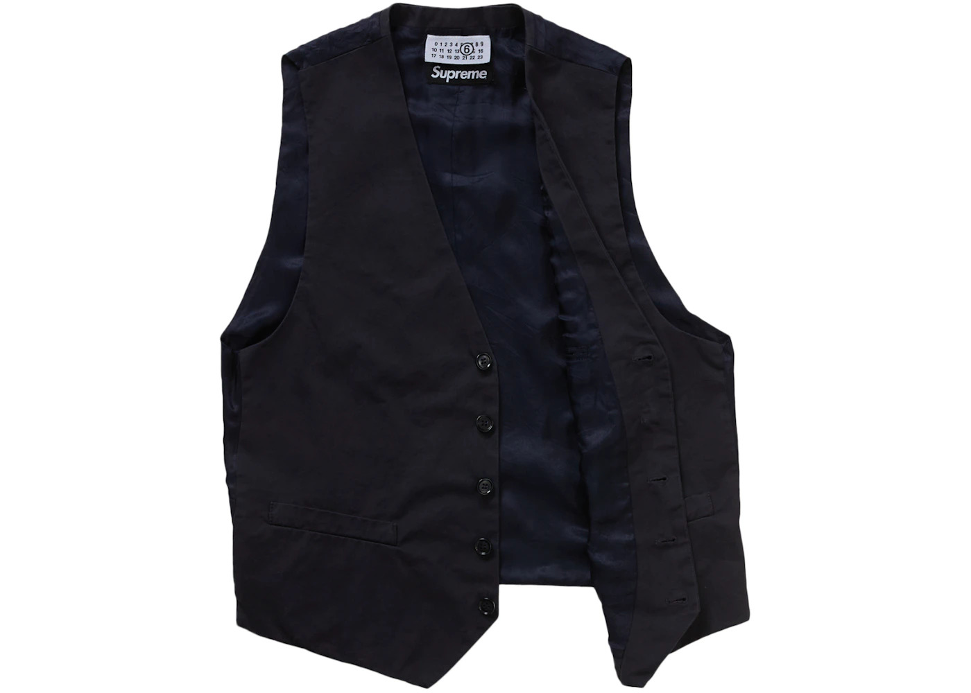 Supreme MM6 Maison Margiela Washed Cotton Suit Vest Navy - 2