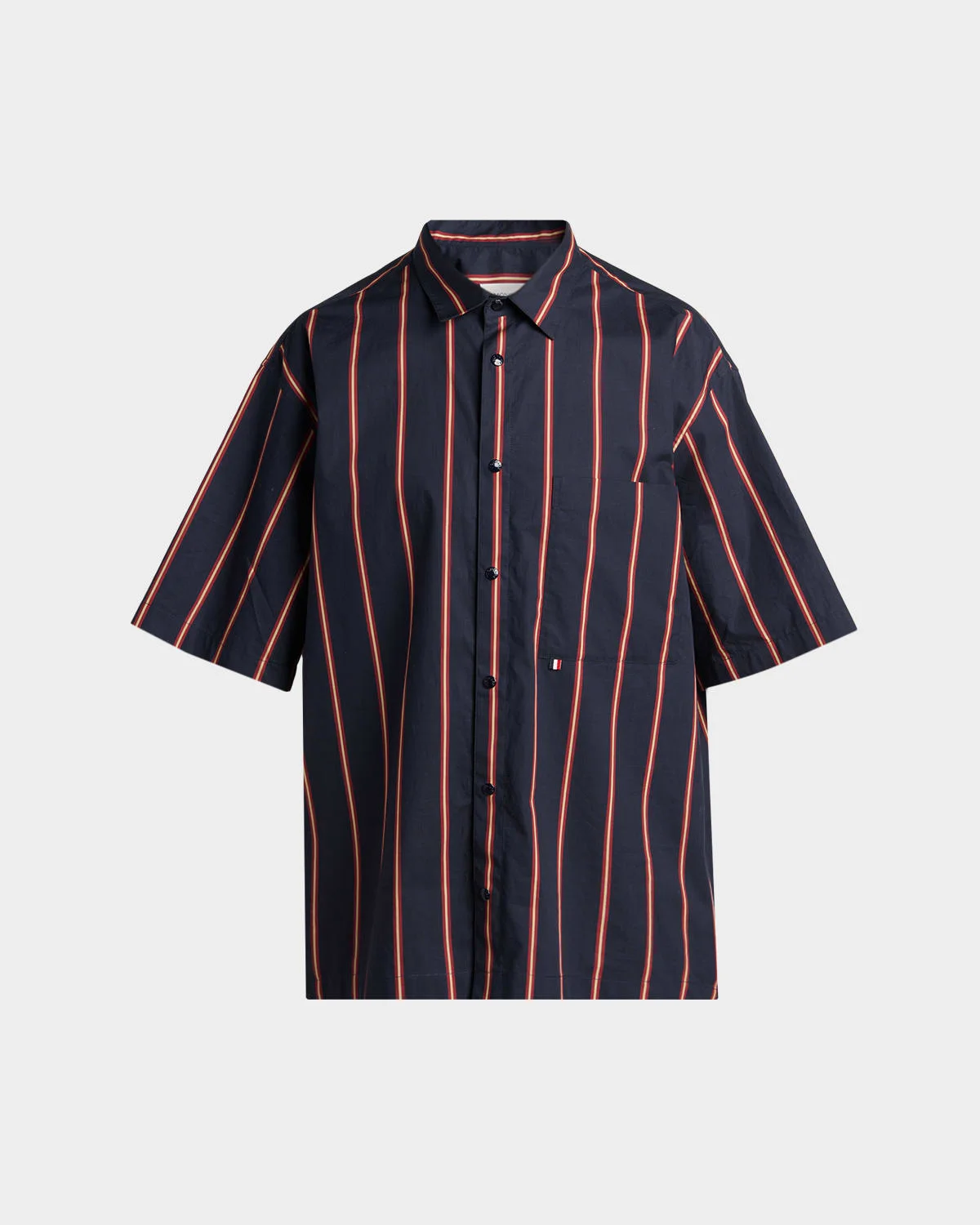 Men's Striped Cotton Short-Sleeve Shirt - 1