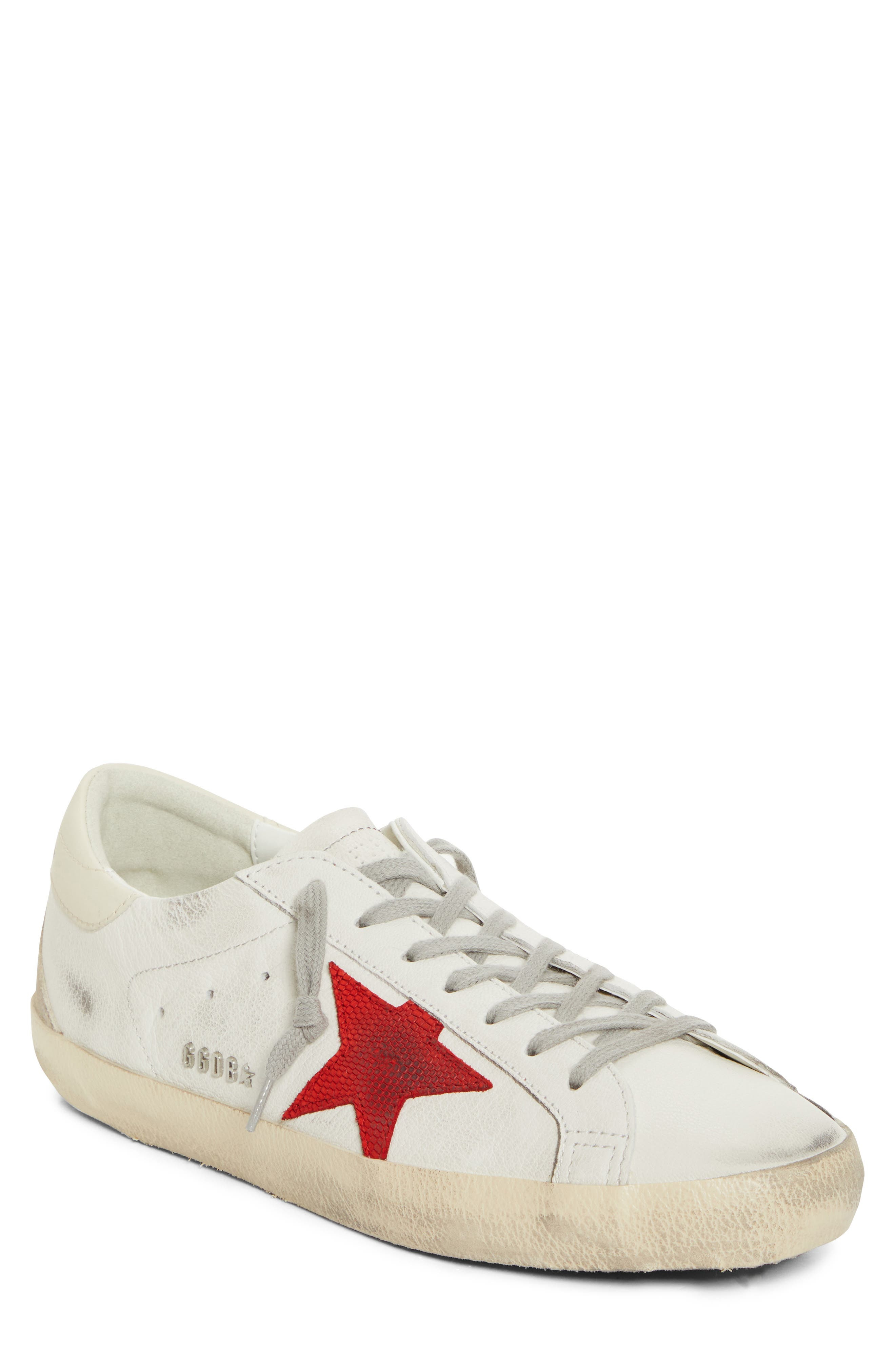 Golden Goose Super-Star Sneaker in White/Red/Cream at Nordstrom - 1