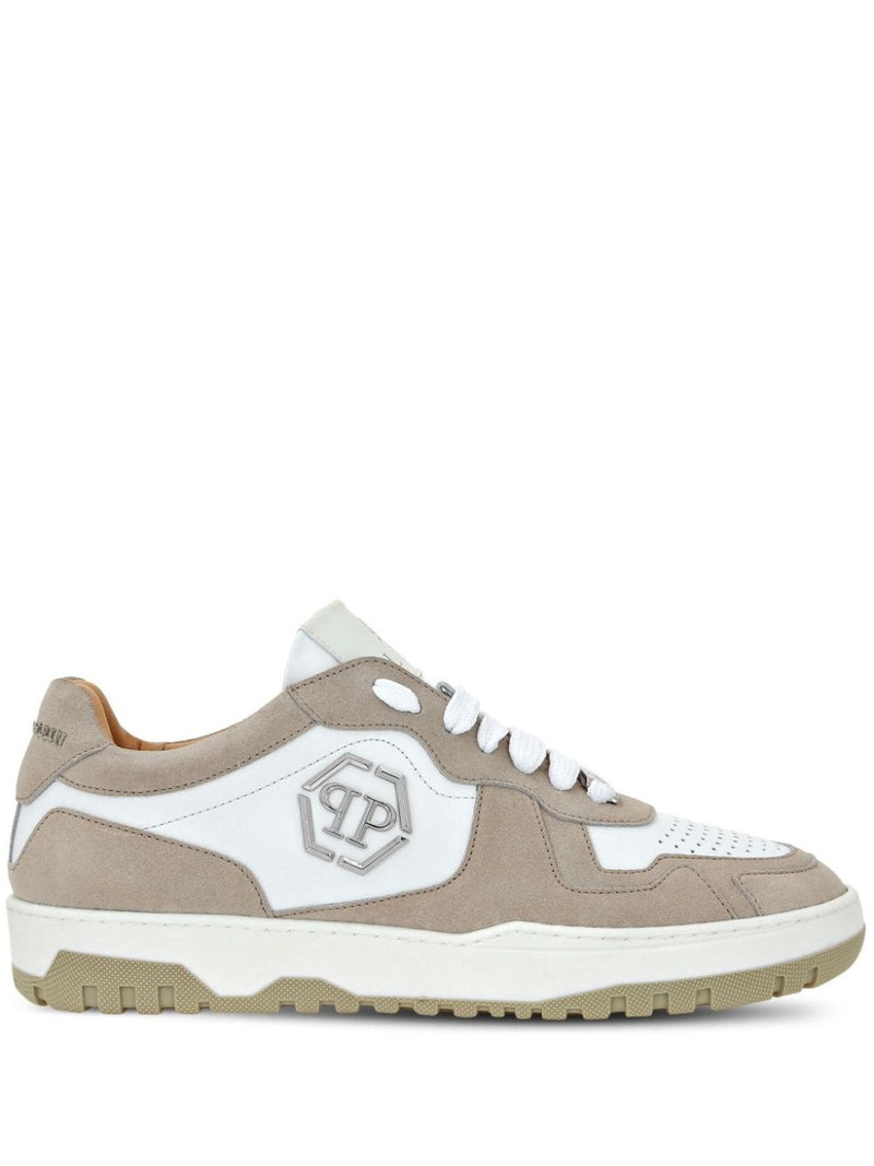 Hexagon panelled low-top sneakers 1