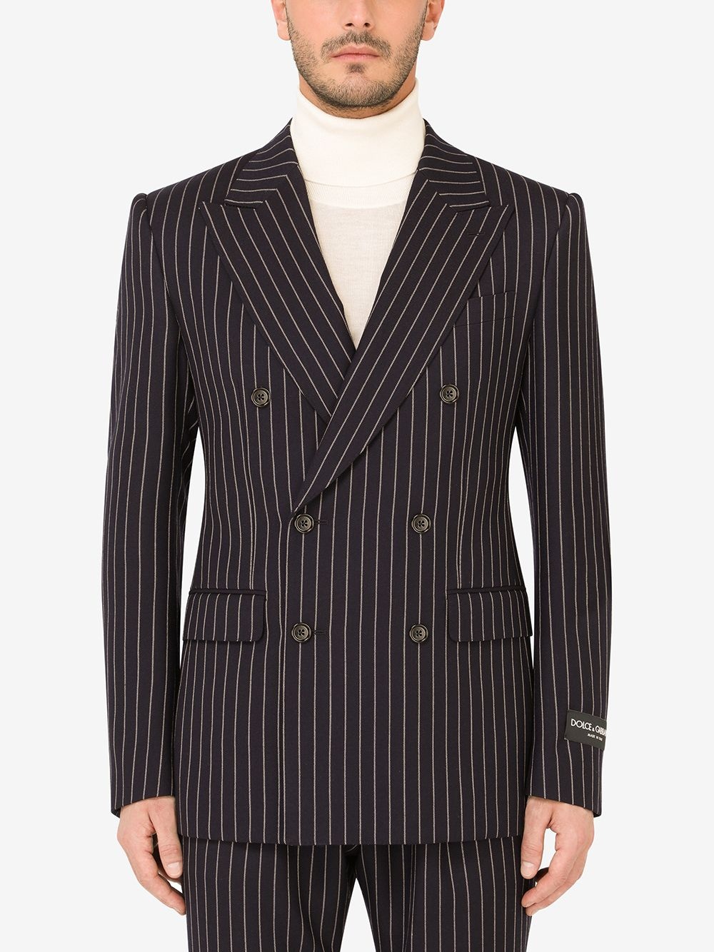 double-breasted pinstripe blazer - 3