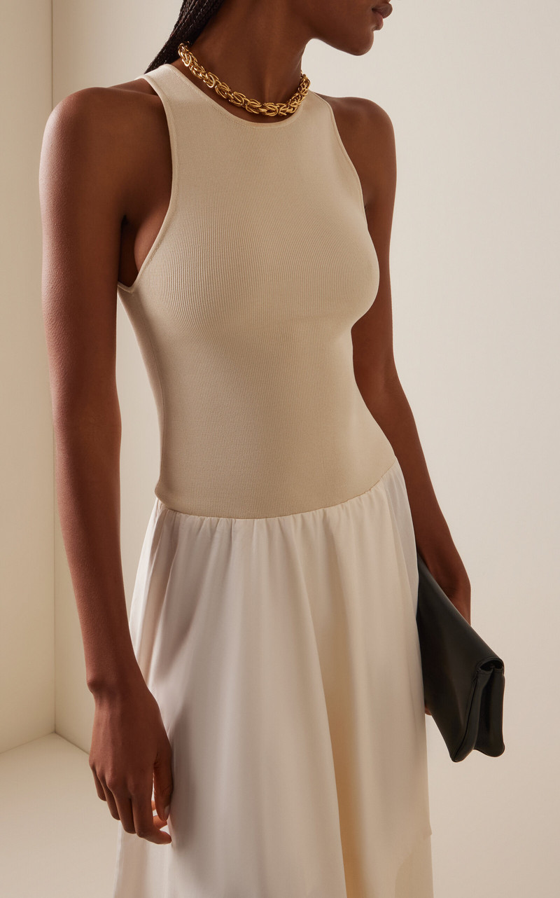 ST. AGNI Asymmetric Midi Dress ivory outlook