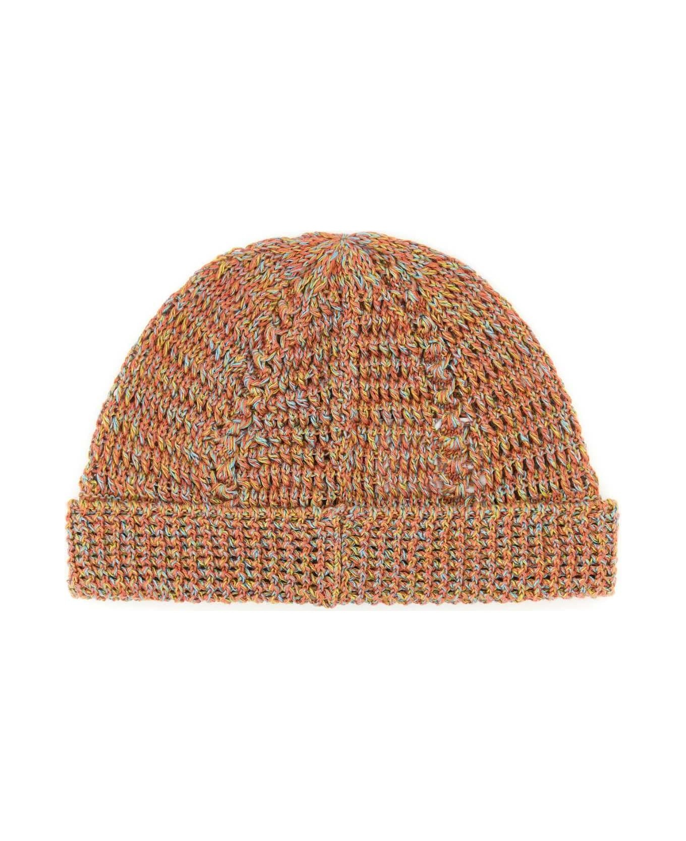 Multicolor Linen Blend Knitted Vlogo Signature Beanie Hat - 2