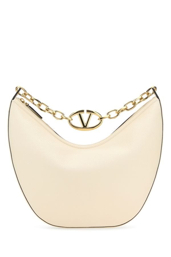 Ivory leather medium VLogo shoulder bag - 1