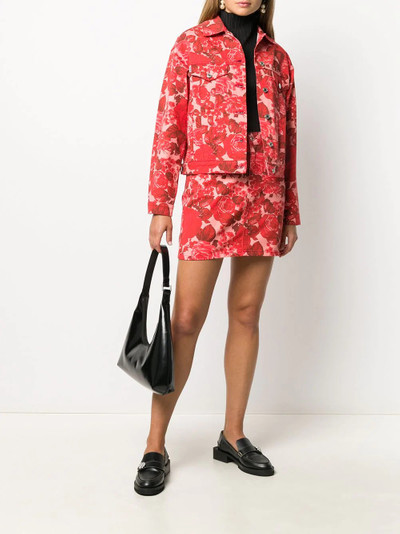 MSGM rose-print denim skirt outlook