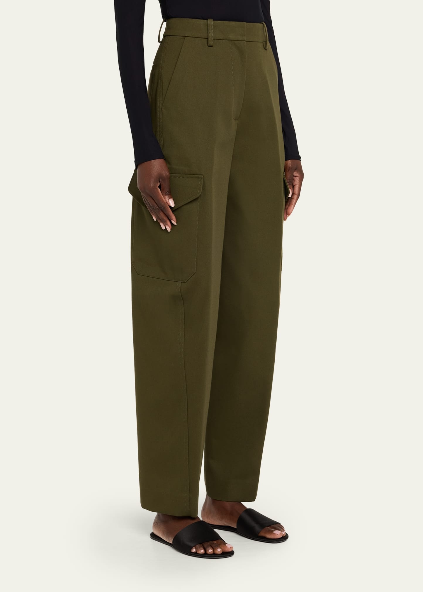 Barrel Leg Cargo Wool Trousers - 4