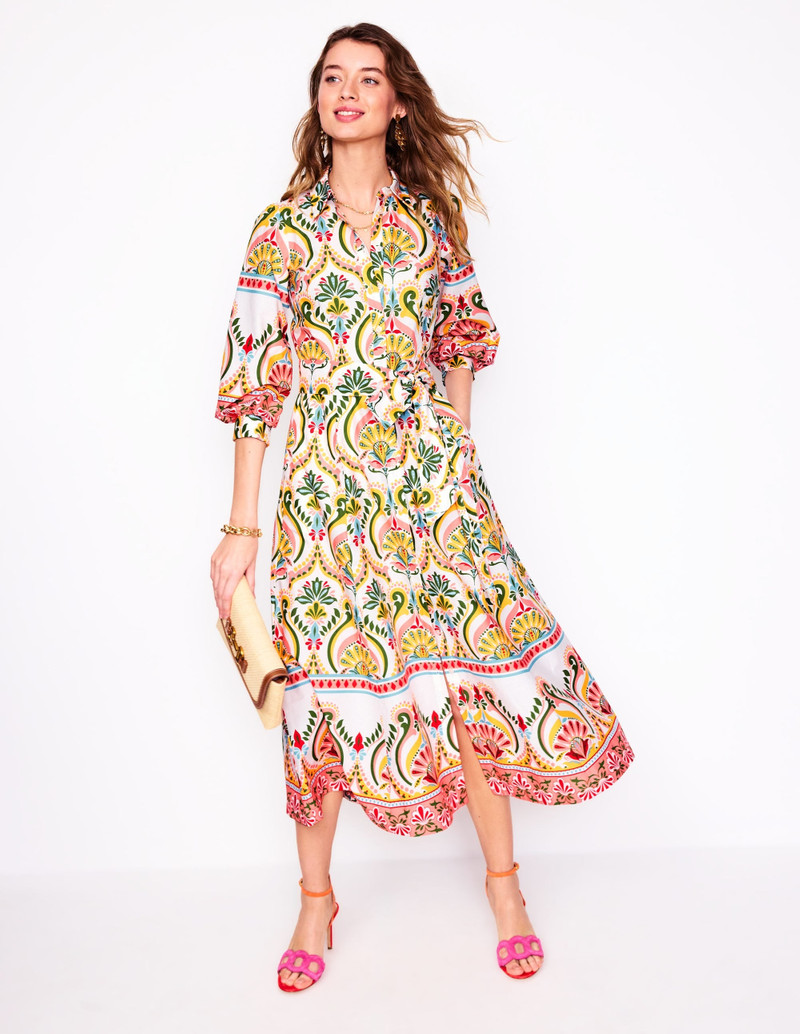 Clara Cotton Shirt Dress-Multi, Ornamental Floral 8