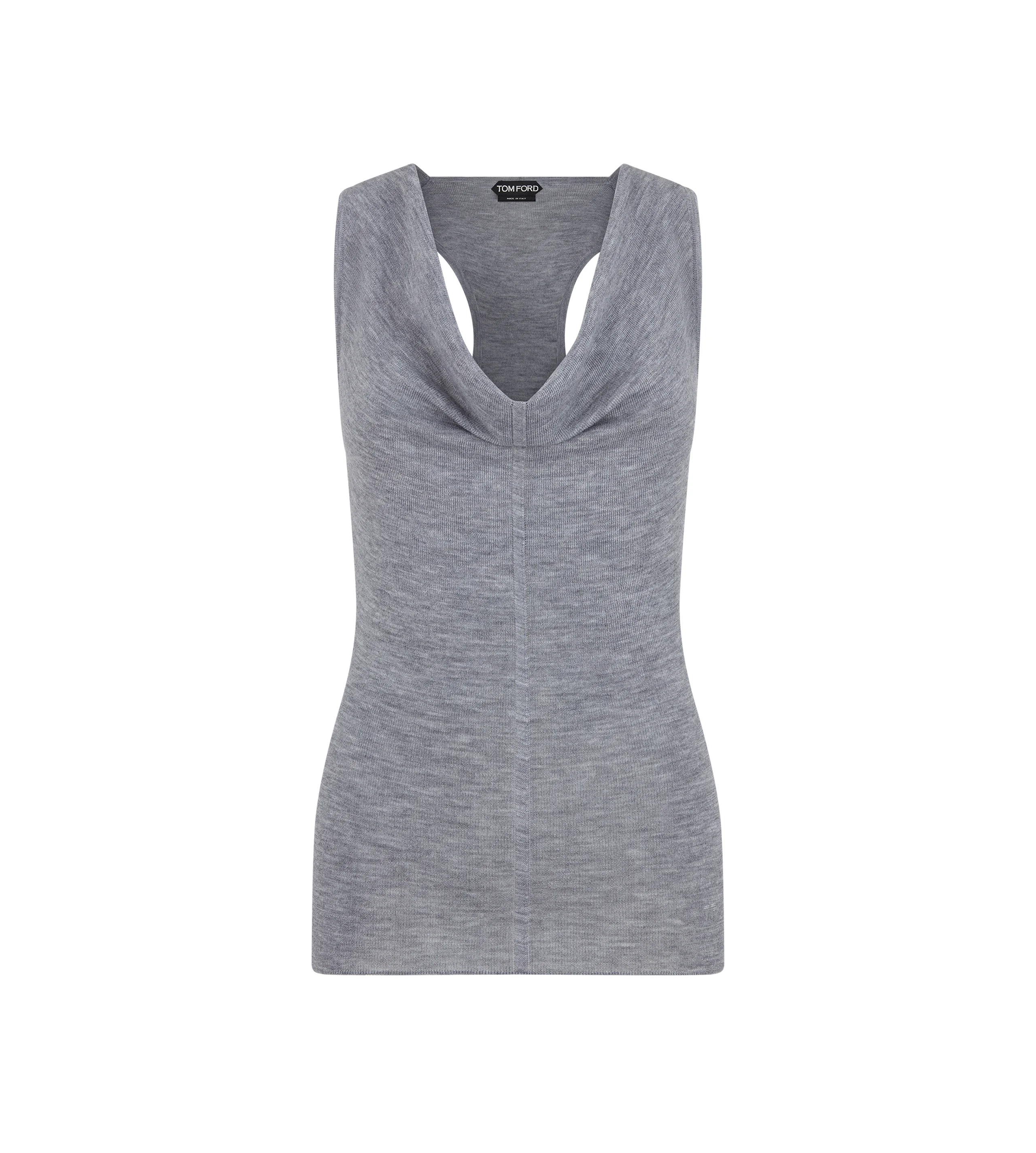 MERINO WOOL RIB KNIT COWL COLLAR TANK TOP - 1