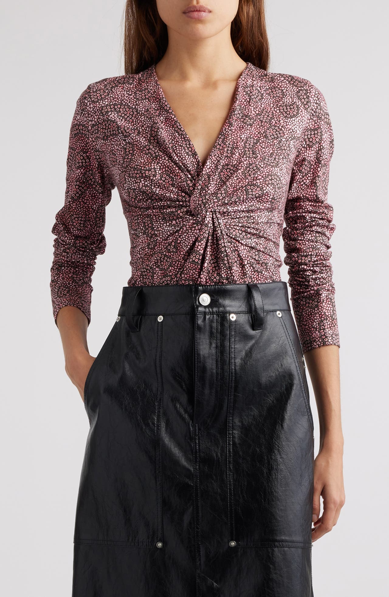 Isabel Marant Étoile Lyss Abstract Print Top in Antik Pink/Black at Nordstrom - 1