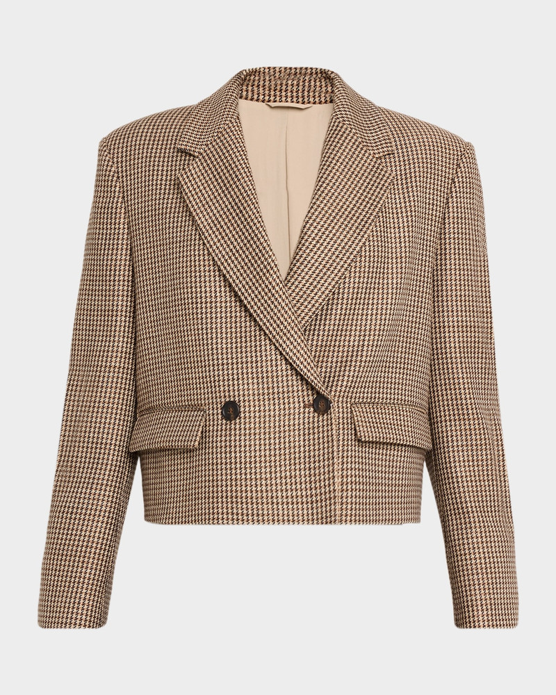 Wool-Blend Houndstooth Cropped Sport Jacket 1