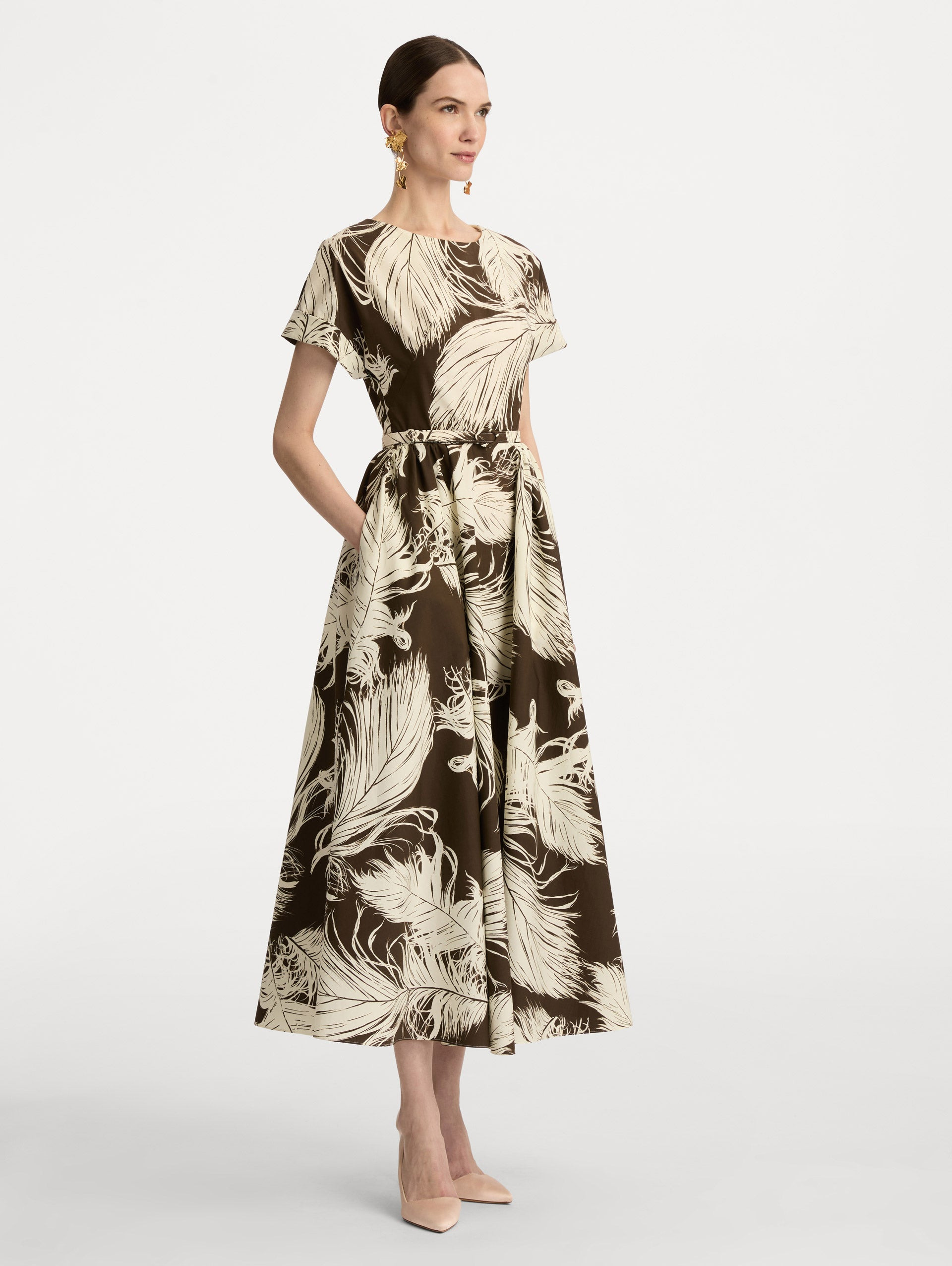 FEATHER COTTON POPLIN DRESS - 4