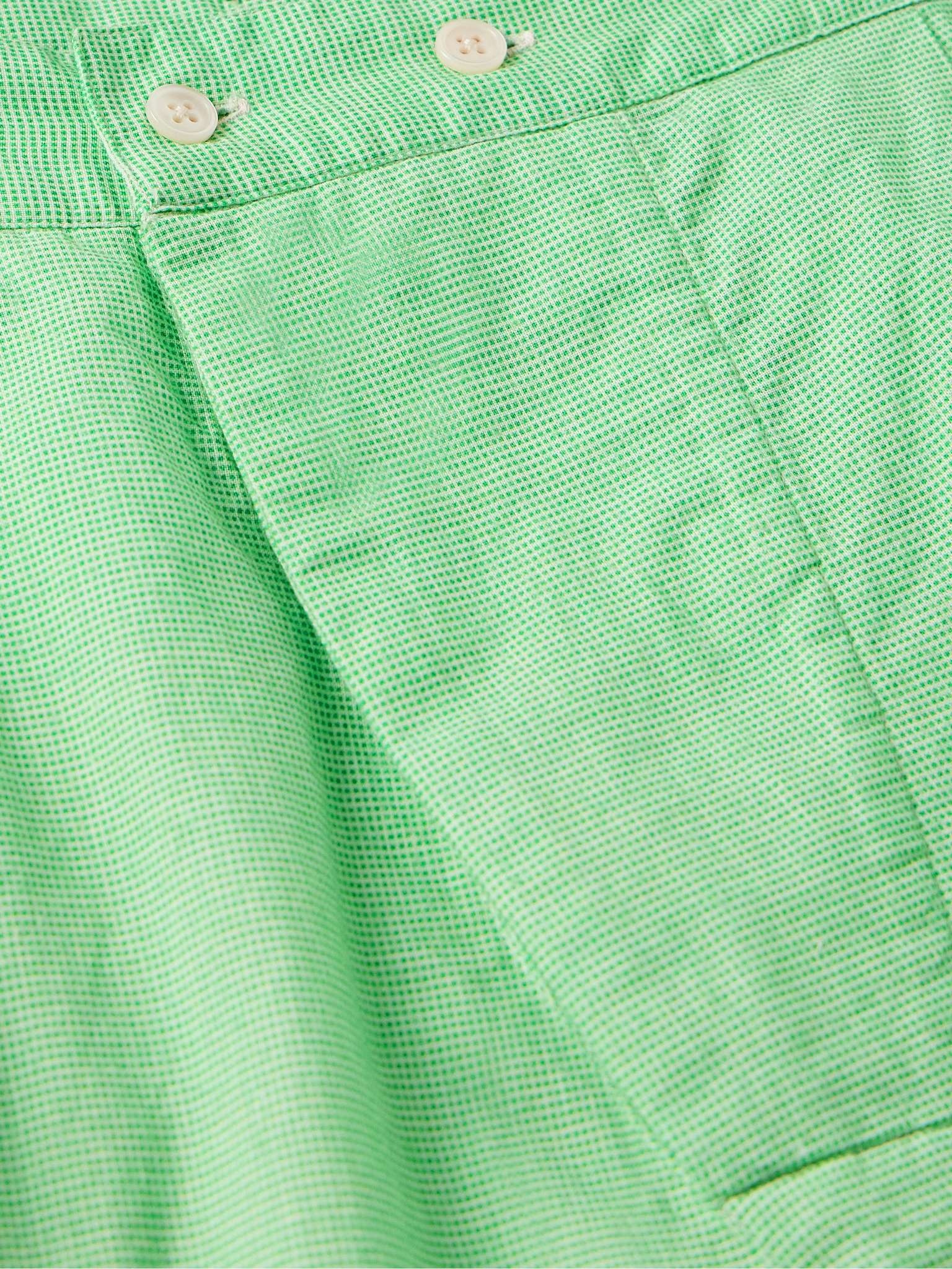 See You at the Barn Straight-Leg Bead-Embellished Checked Cotton Shorts - 4