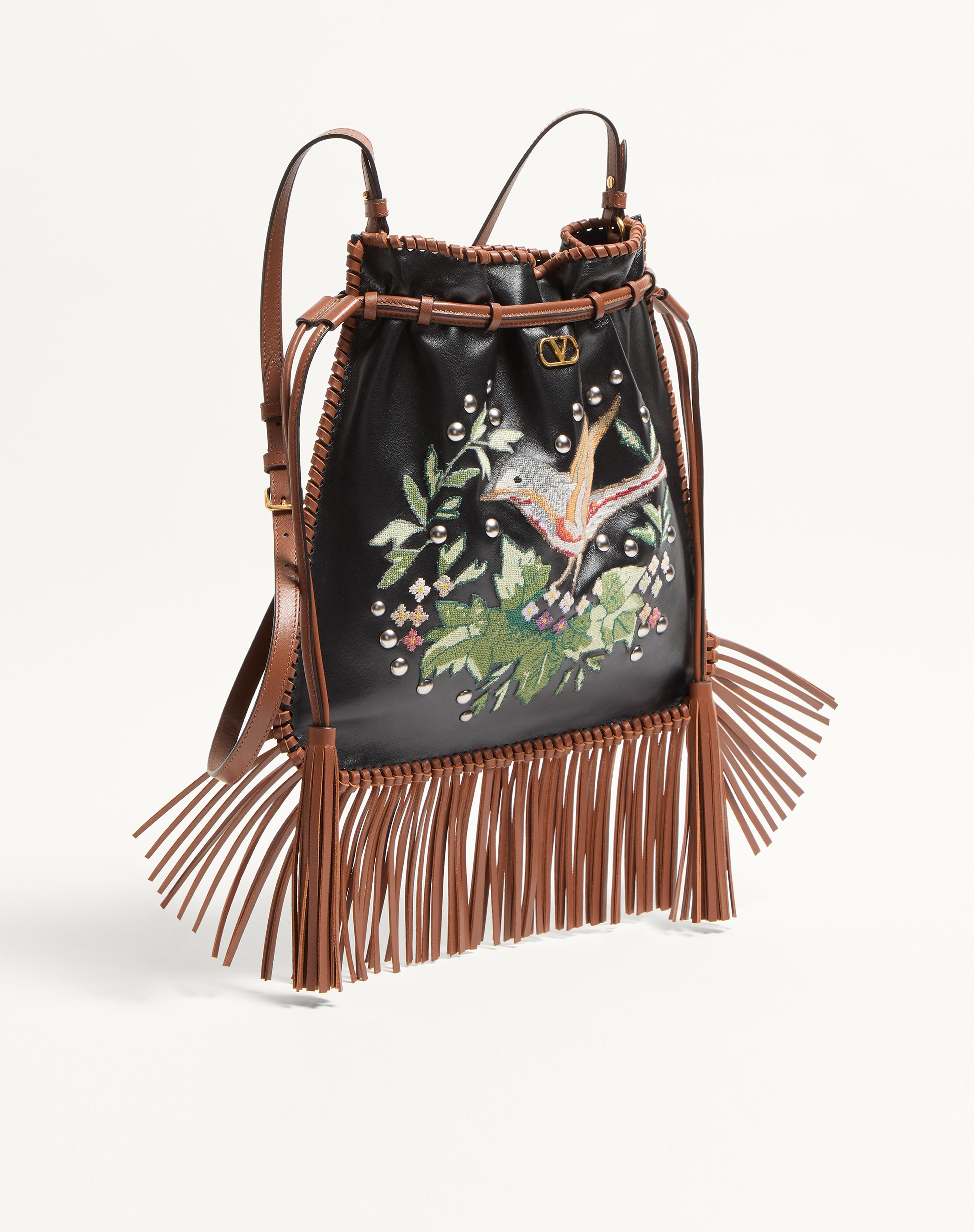 VALENTINO GARAVANI NELLCÔTE ALICE EMBROIDERED BAG WITH FRINGES - 3