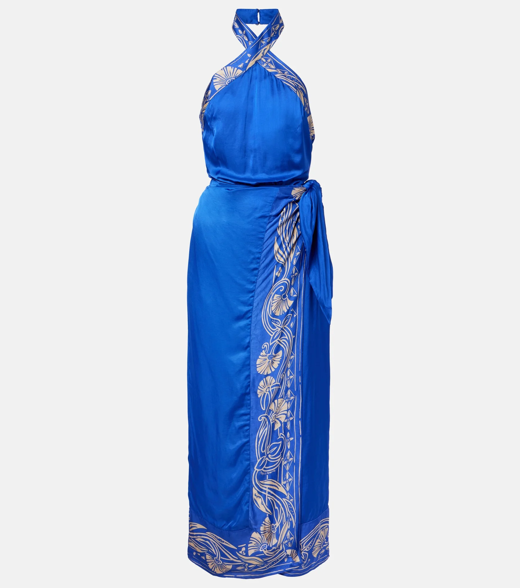 Hana floral halterneck satin maxi dress - 1