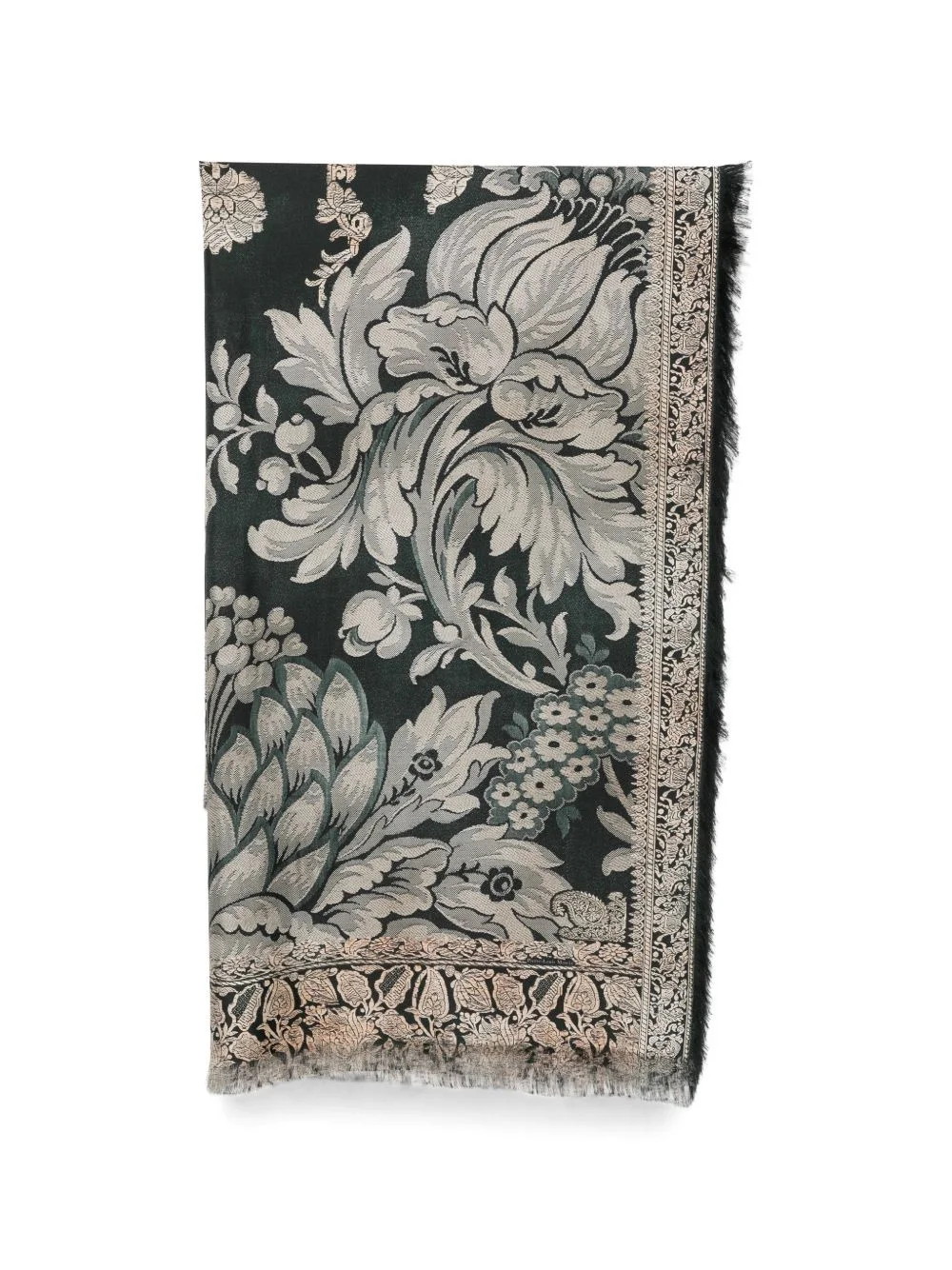 floral-print fringed scarf - 1