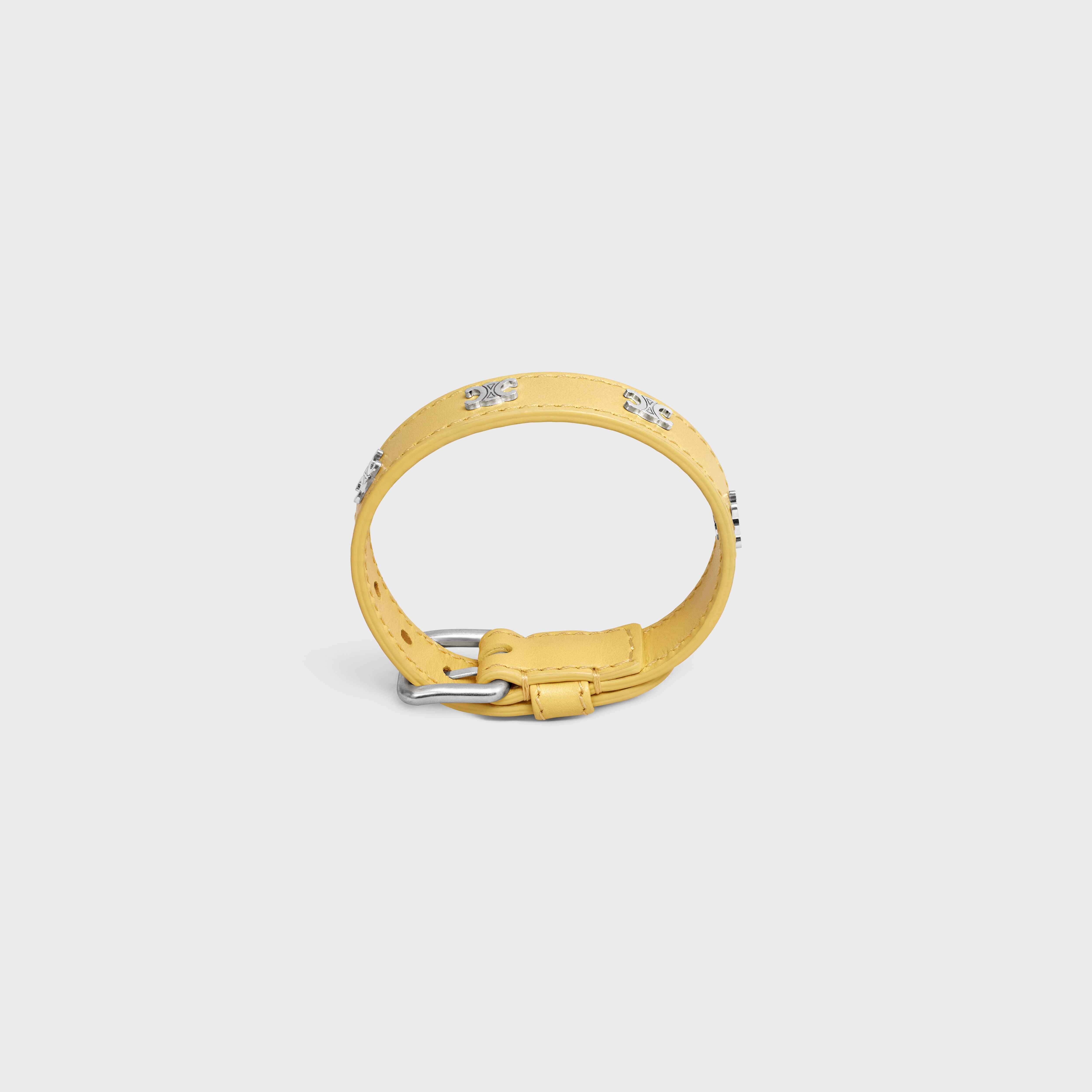 Triomphe Multi Leather Bracelet in Brass with Rhodium Finish and Calfskin - 1