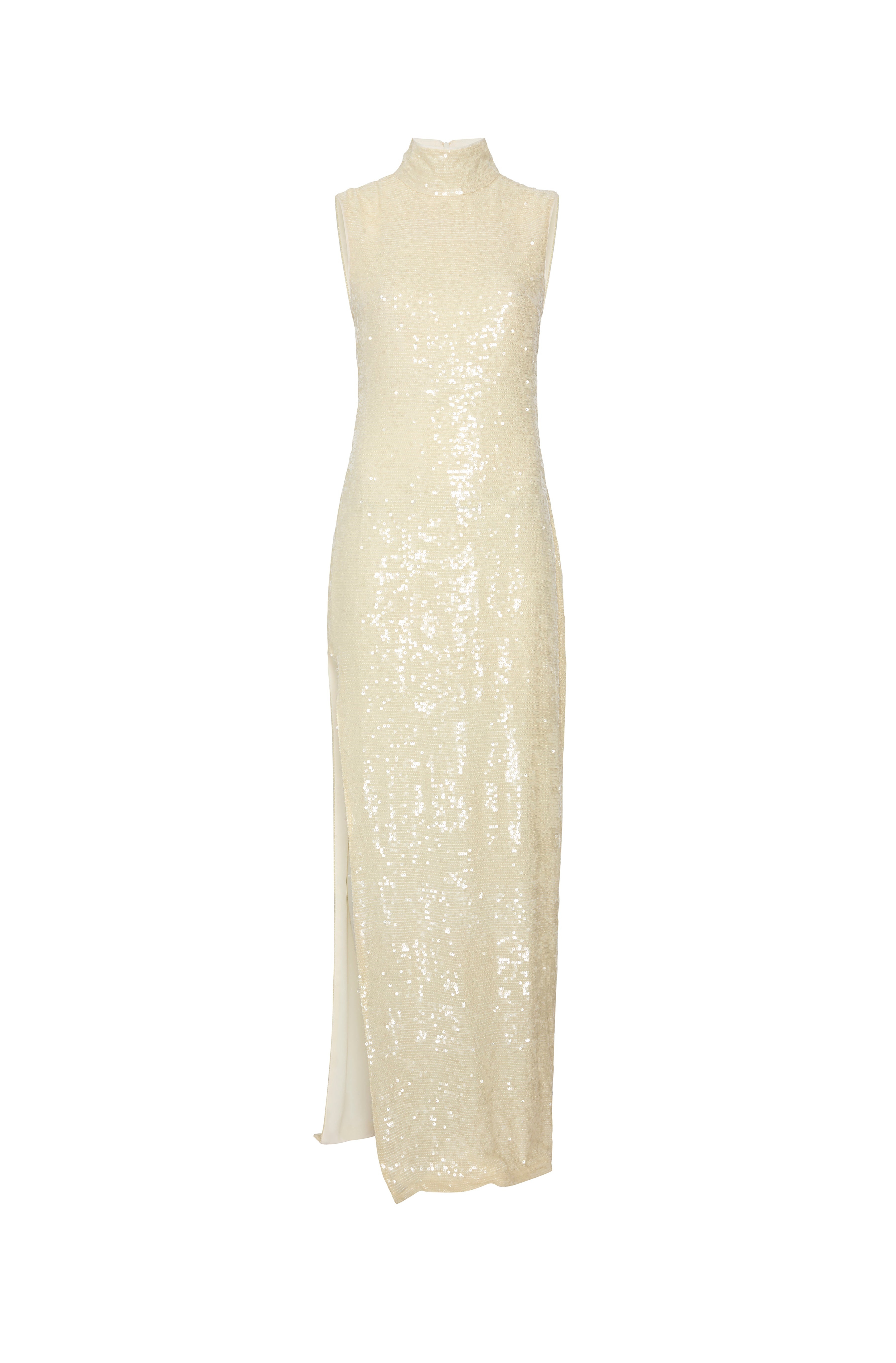 Sequin High Neck Sleeveless Gown - 1