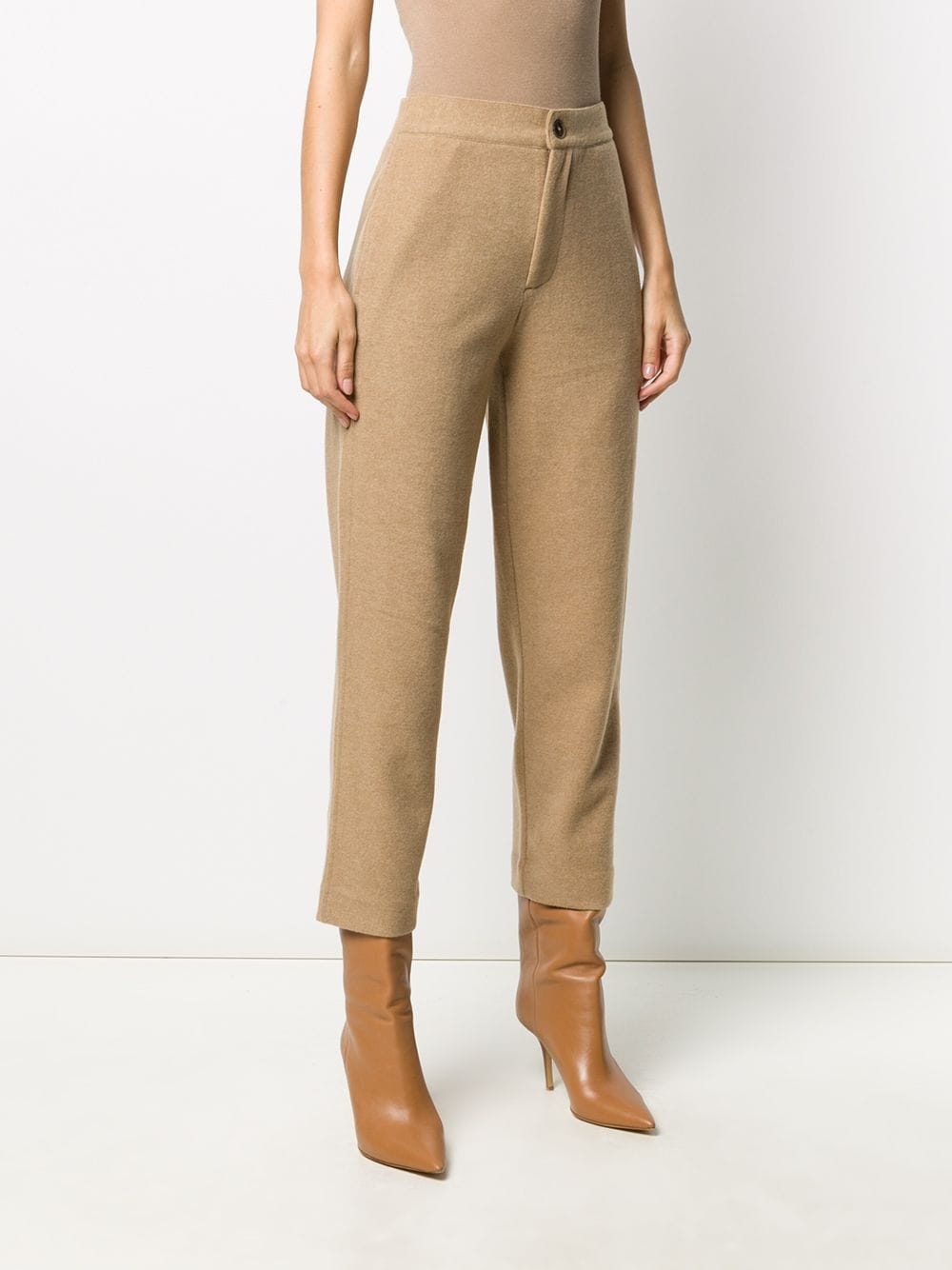 high-rise cropped felt trousers - 3